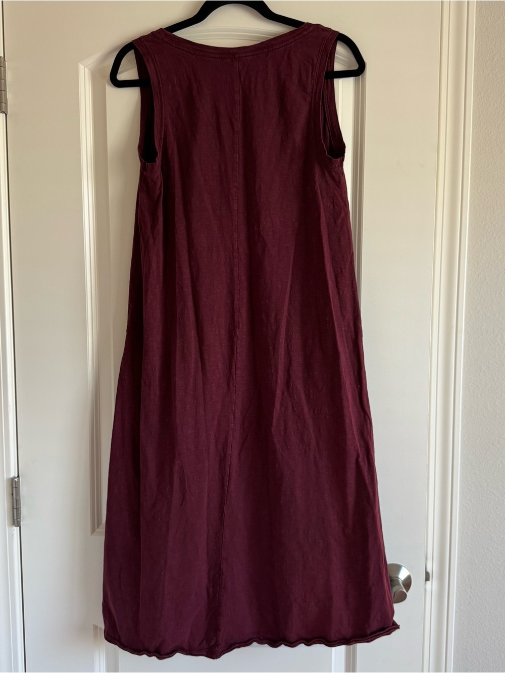Caslon 100% Cotton Burgundy Sleeveless Scoop Midi Dress - Picture 2 of 4